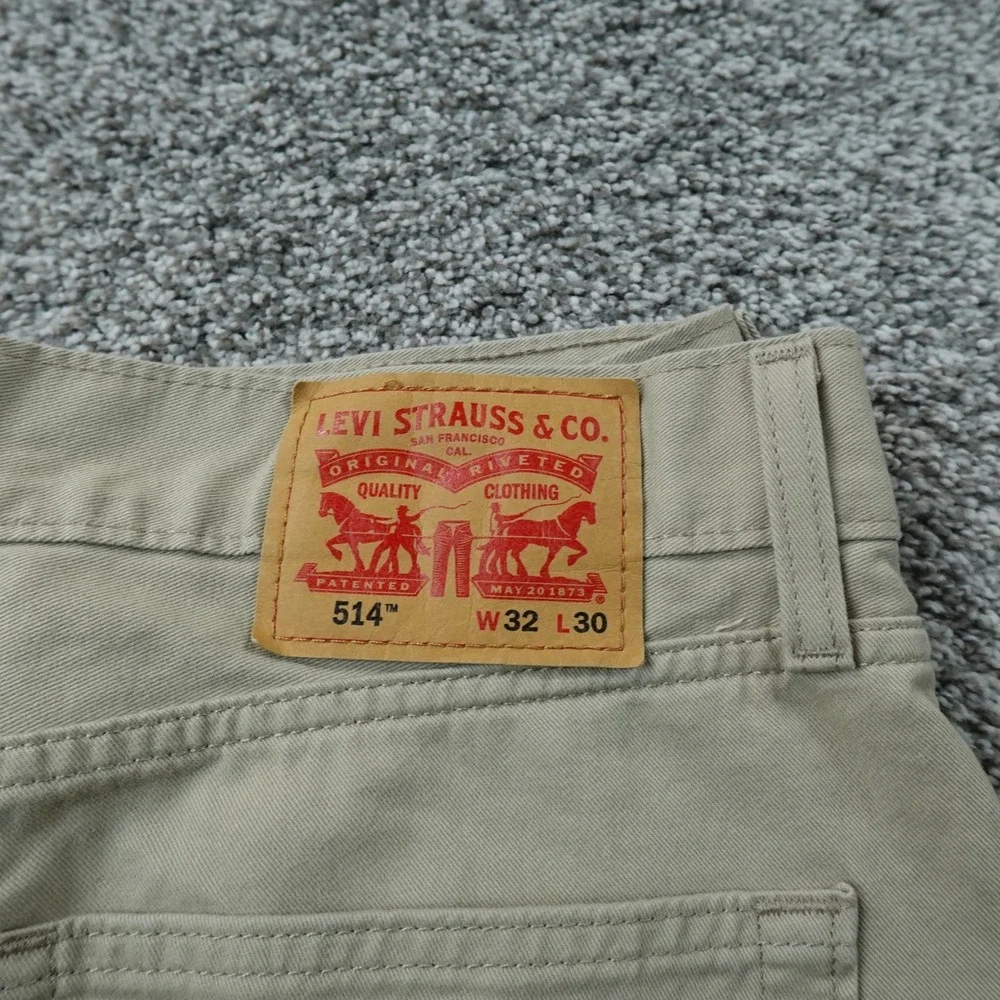 NEW Levis Jeans Mens 32X30 Beige Tan Brown Denim Pants 514‎ Straight 5 Pocket